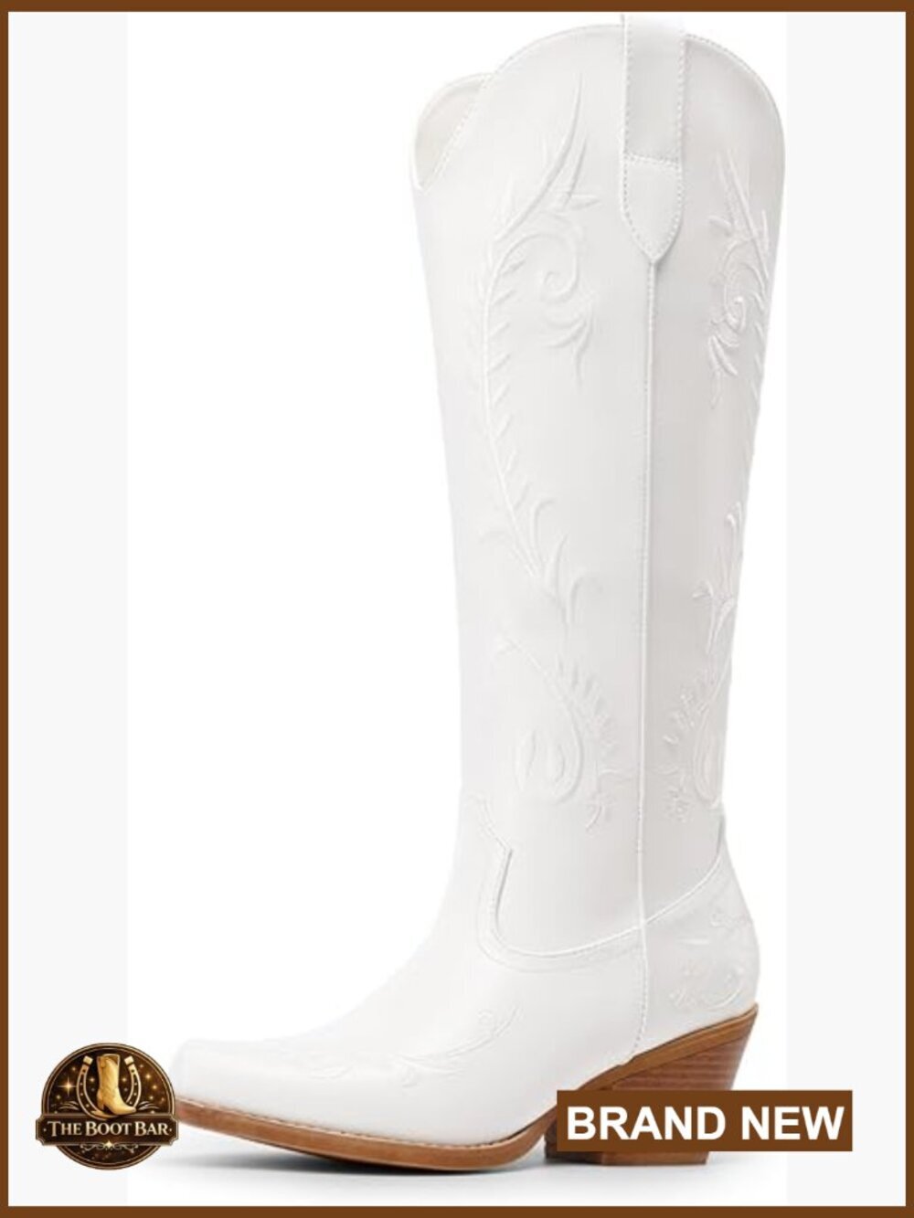 Knee High Western Cowboy Boots Square Toe Embroidered Cowgirl Boots
